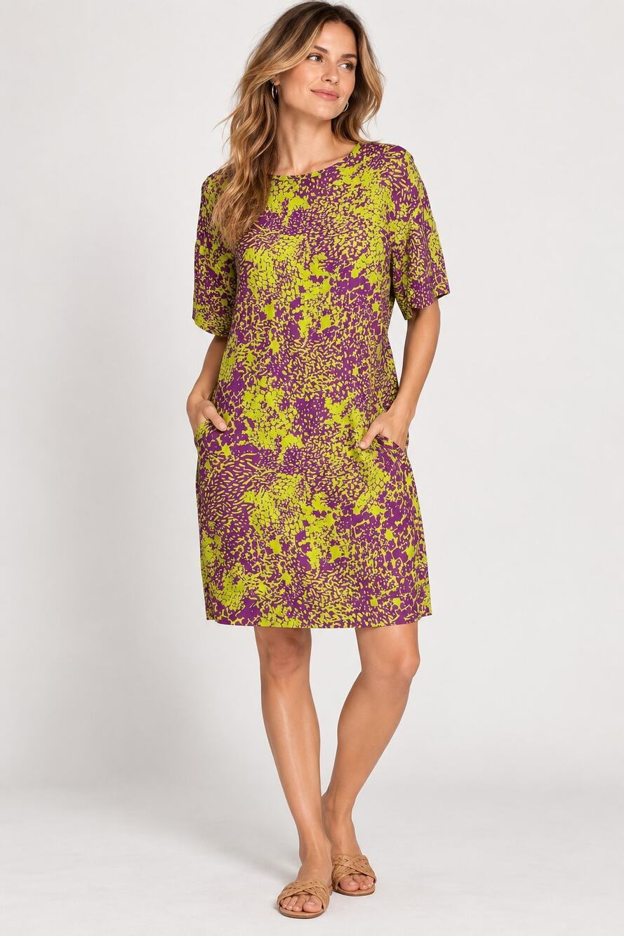 The Kit. by Daniel Vosovic Mini Dress NWOT Purple Chartreuse Print Size Small